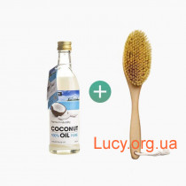 Рафинированное кокосовое масло 250мл + щётка для сухого массажа
