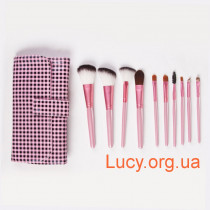 Make Up Me Набор кистей для макияжа, розовый в клетку чехол (10 шт) 3
