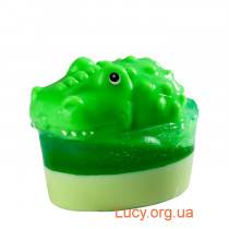 глицериновое мыло зеленый и крокодил большая игрушка 1шт.